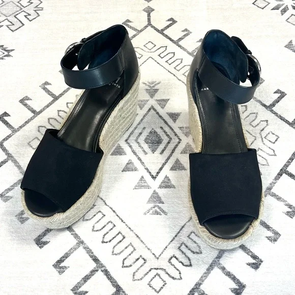 Marc Fisher LTD Alita Espadrille Wedge Sandals in Black Size 10 - Picture 2 of 10